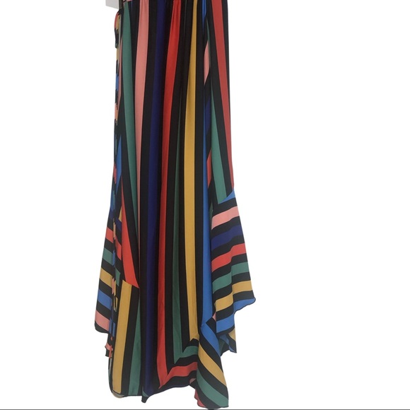 NWT Tyche Multi Color Striped Wrap Maxi Dress Sz M - Picture 11 of 16